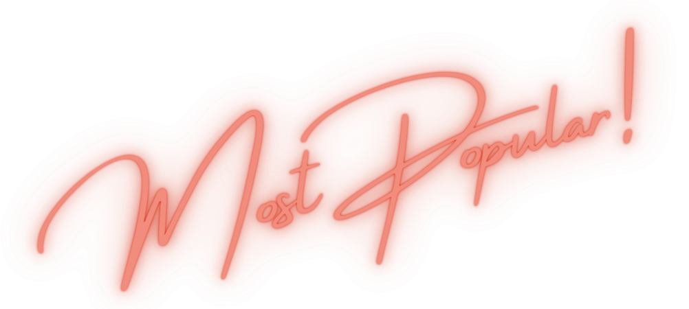 Red cursive text 'Most Popular!' on white background