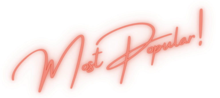 Red cursive text 'Most Popular!' on white background