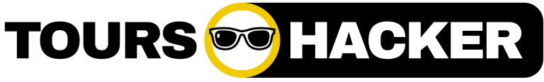 Logo with 'TOURS HACKER' and sunglasses in the letter 'O'.